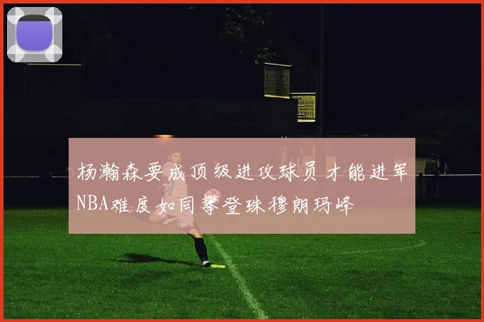杨瀚森要成顶级进攻球员才能进军NBA难度如同攀登珠穆朗玛峰